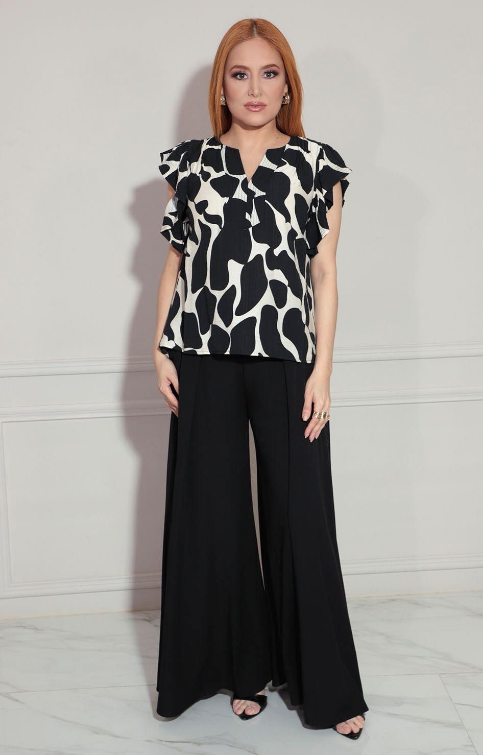 Blusa negra estampada - BLUSA Boutiquemirel 