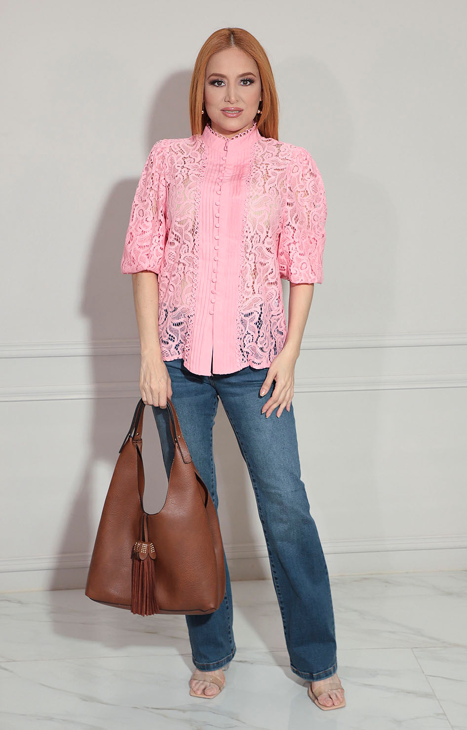 Camisera rosa en encaje - BLUSA Boutiquemirel 