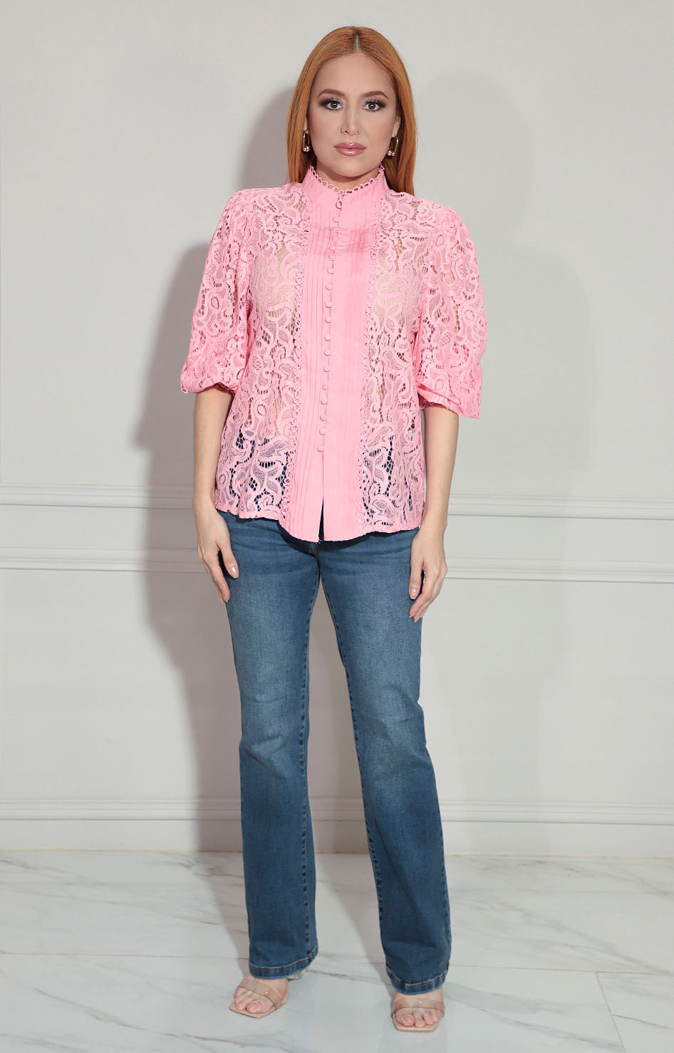 Camisera rosa en encaje - BLUSA Boutiquemirel 