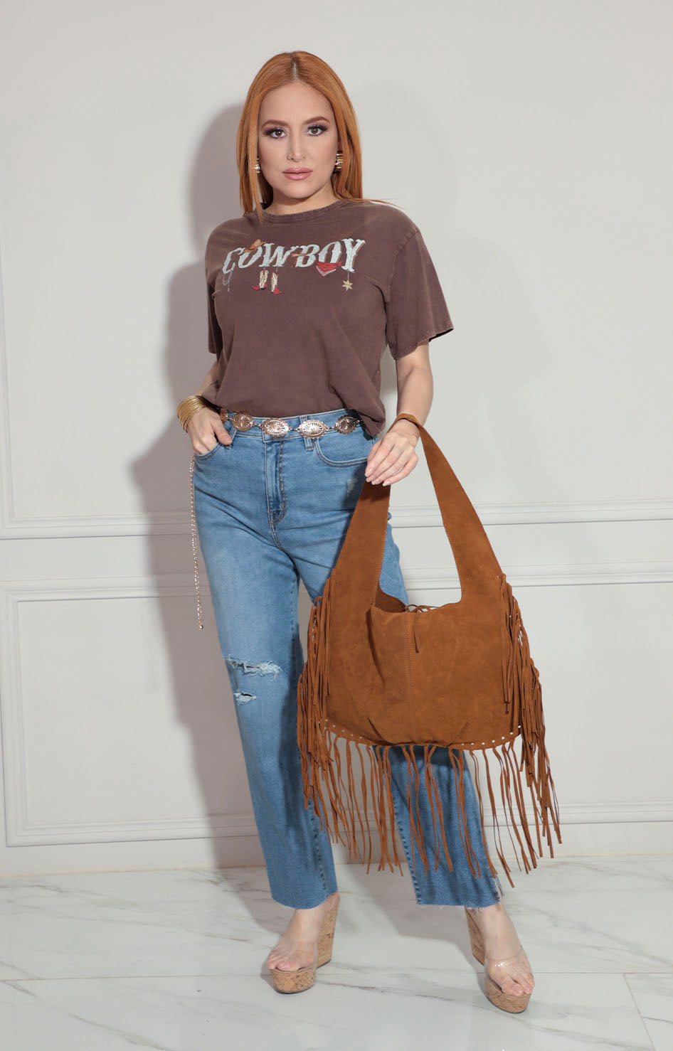 Blusa café con letras - BLUSA Boutiquemirel 