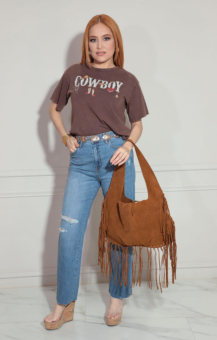 Blusa café con letras - BLUSA Boutiquemirel 