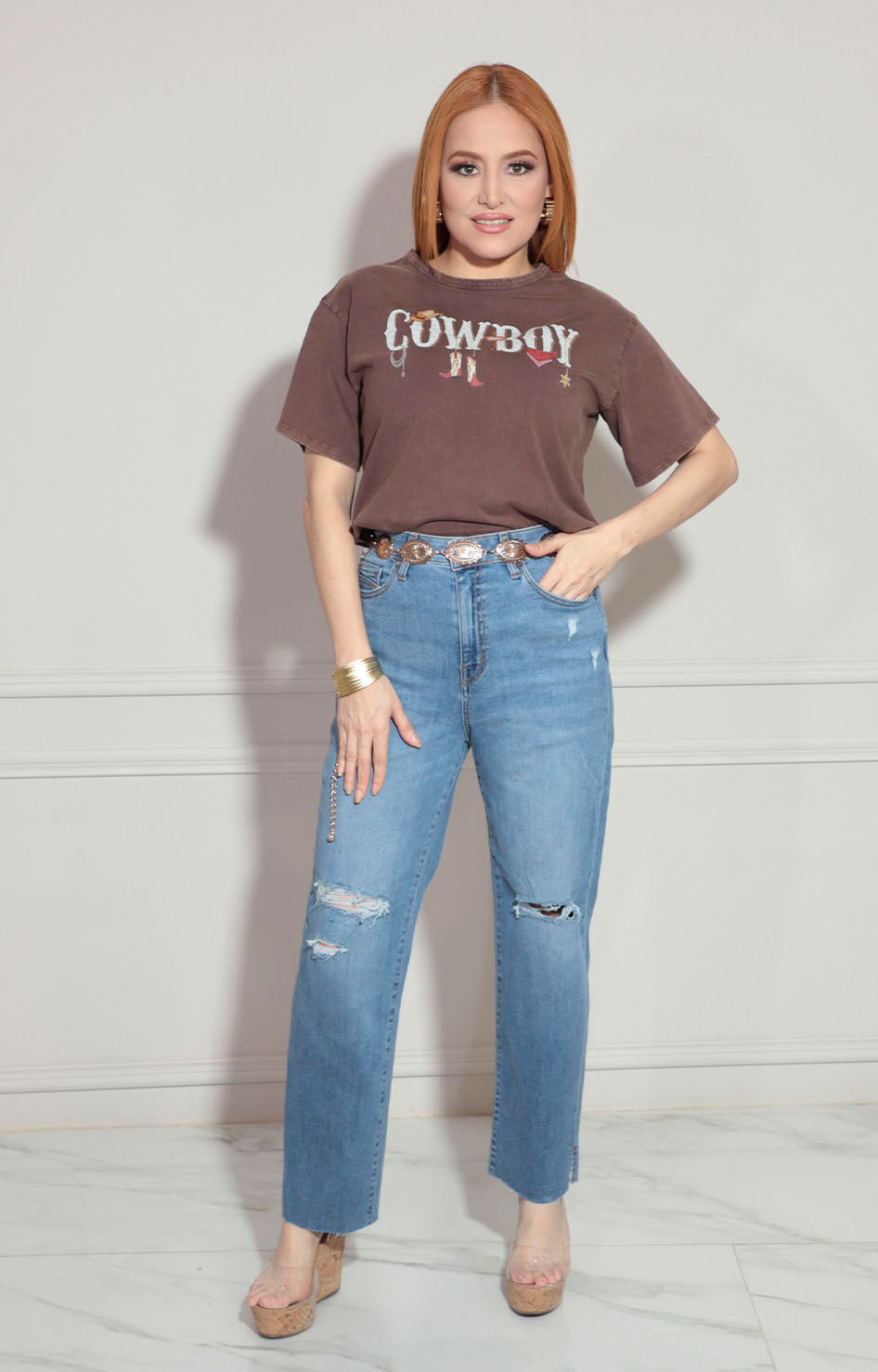 Blusa café con letras - BLUSA Boutiquemirel 