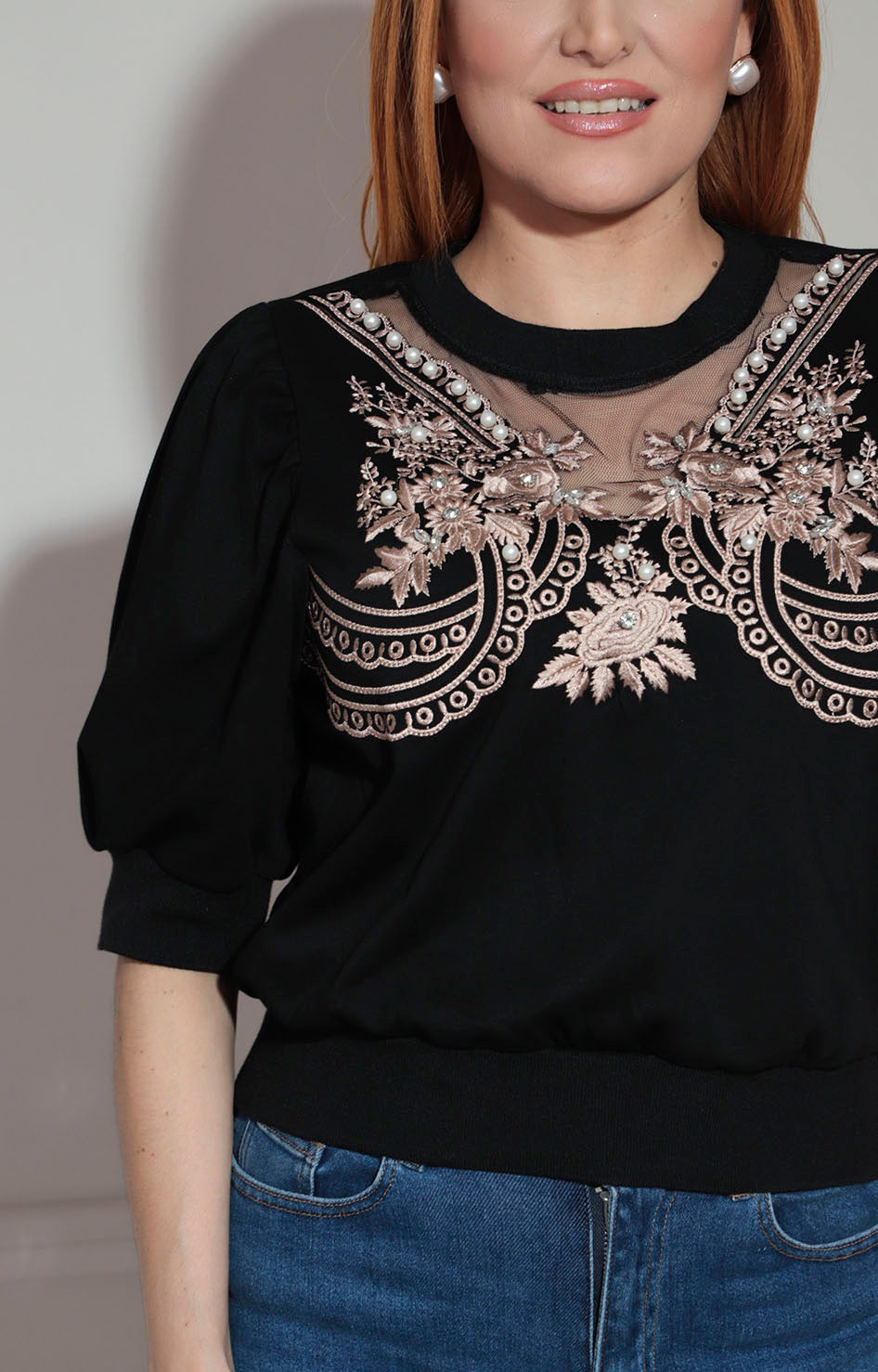 Blusa negra bordada - BLUSA Boutiquemirel 