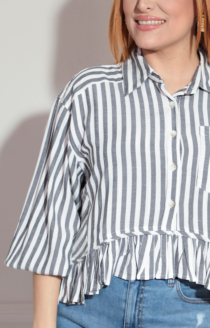Blusa camisera con líneas - BLUSA Boutiquemirel 