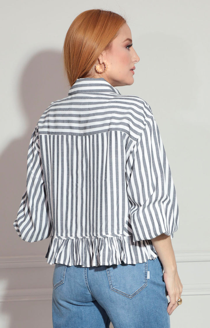 Blusa camisera con líneas - BLUSA Boutiquemirel 