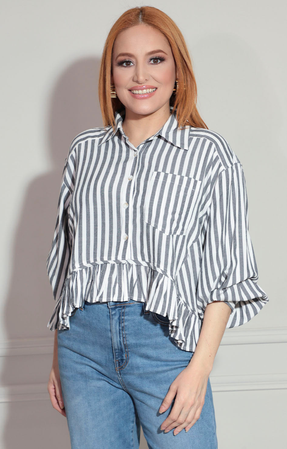 Blusa camisera con líneas - BLUSA Boutiquemirel 