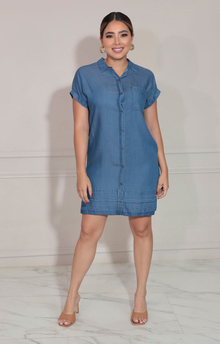 Vestido azul con botones frontal - VESTIDO Boutiquemirel 