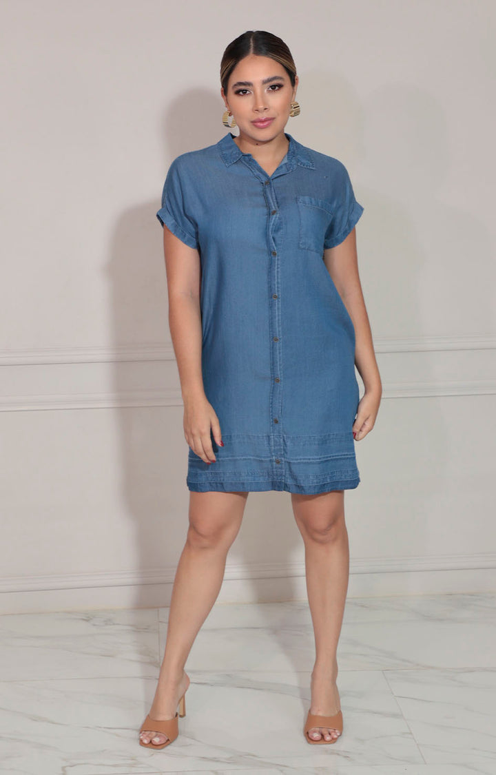 Vestido azul con botones frontal - VESTIDO Boutiquemirel 