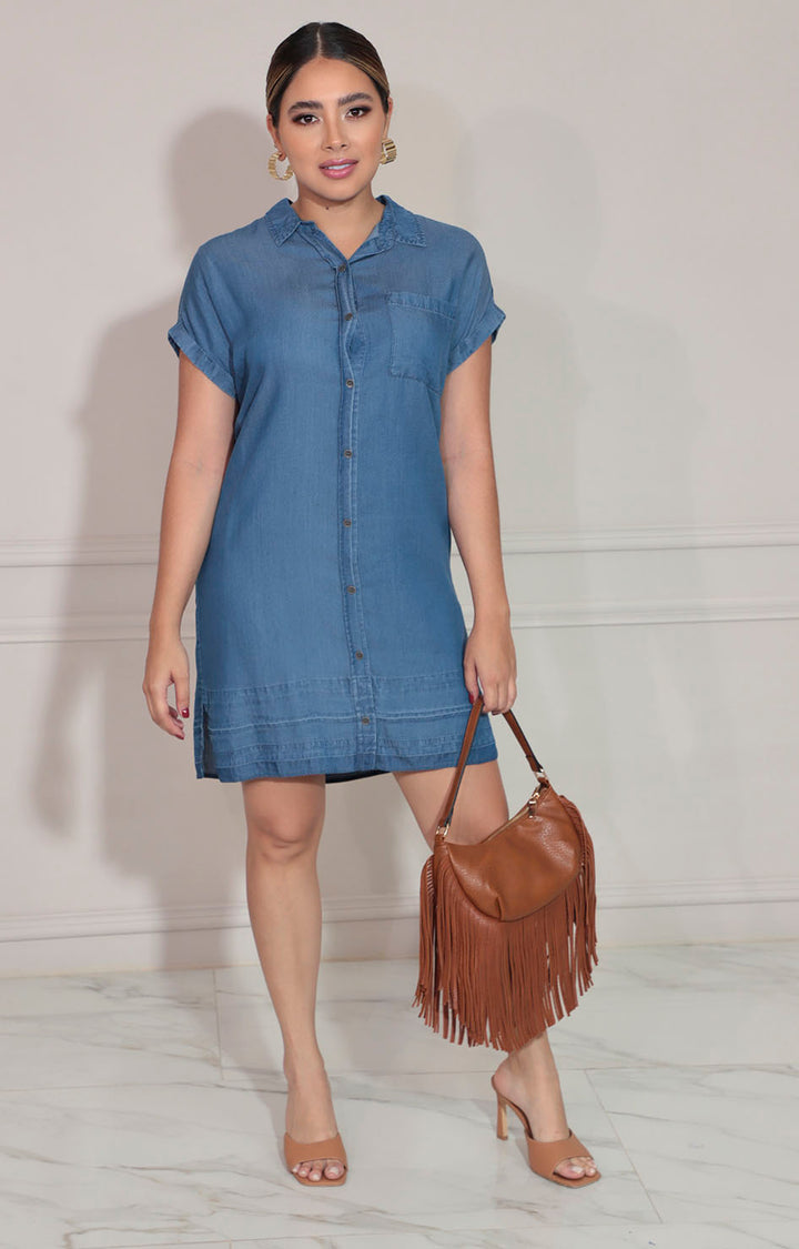 Vestido azul con botones frontal - VESTIDO Boutiquemirel 