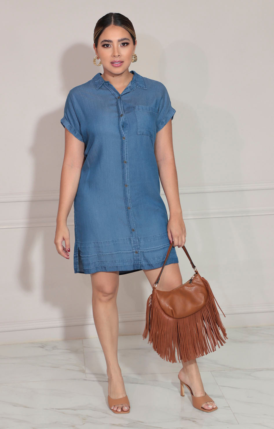 Vestido azul con botones frontal - VESTIDO Boutiquemirel 