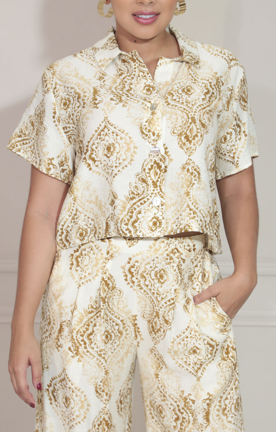 Conjunto beige estampado - CONJUNTO Boutiquemirel 