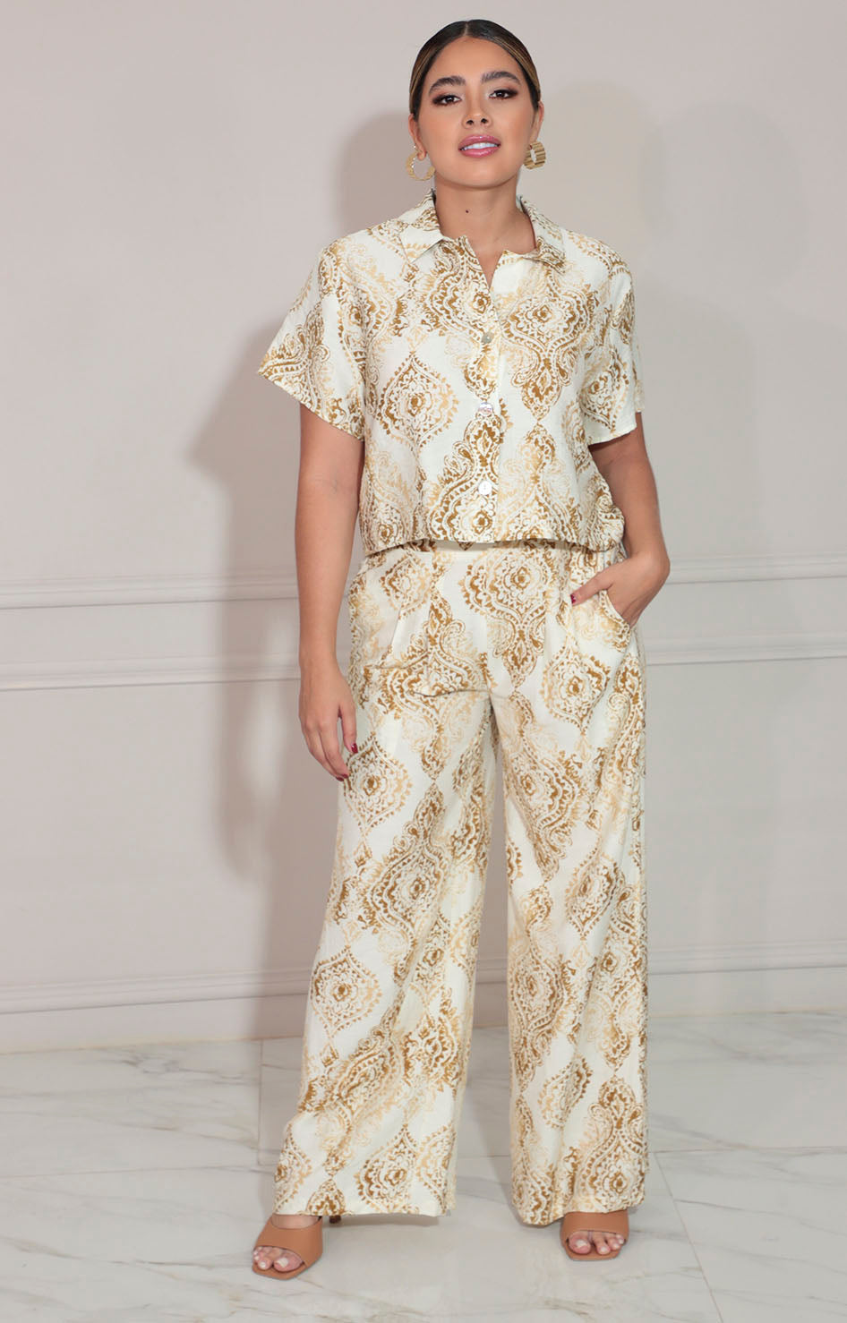 Conjunto beige estampado - CONJUNTO Boutiquemirel 
