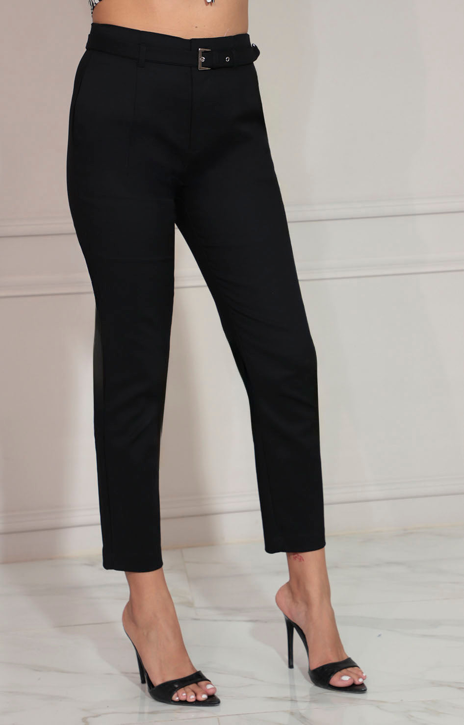 Pantalón negro con cinturón - PANTALON Boutiquemirel 