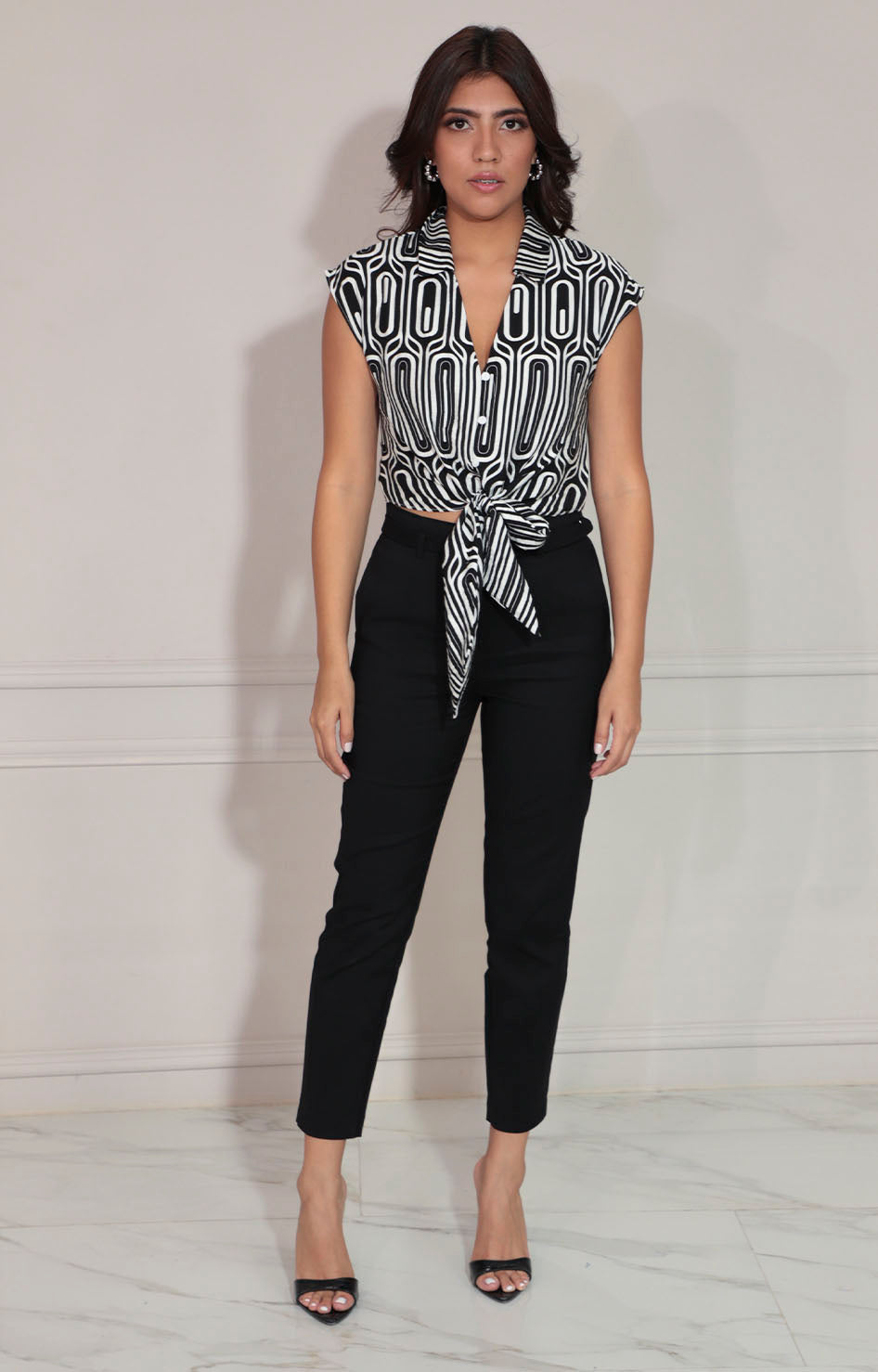 Pantalón negro con cinturón - PANTALON Boutiquemirel 