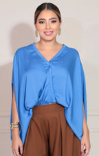 Blusa satinada azul - BLUSA Boutiquemirel 