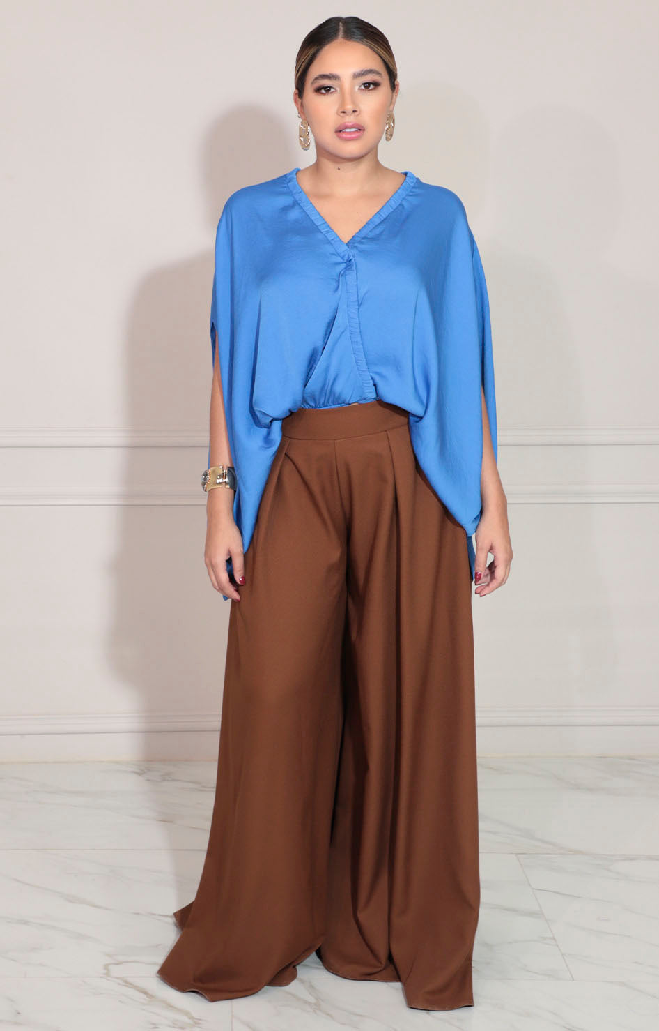 Blusa satinada azul - BLUSA Boutiquemirel 