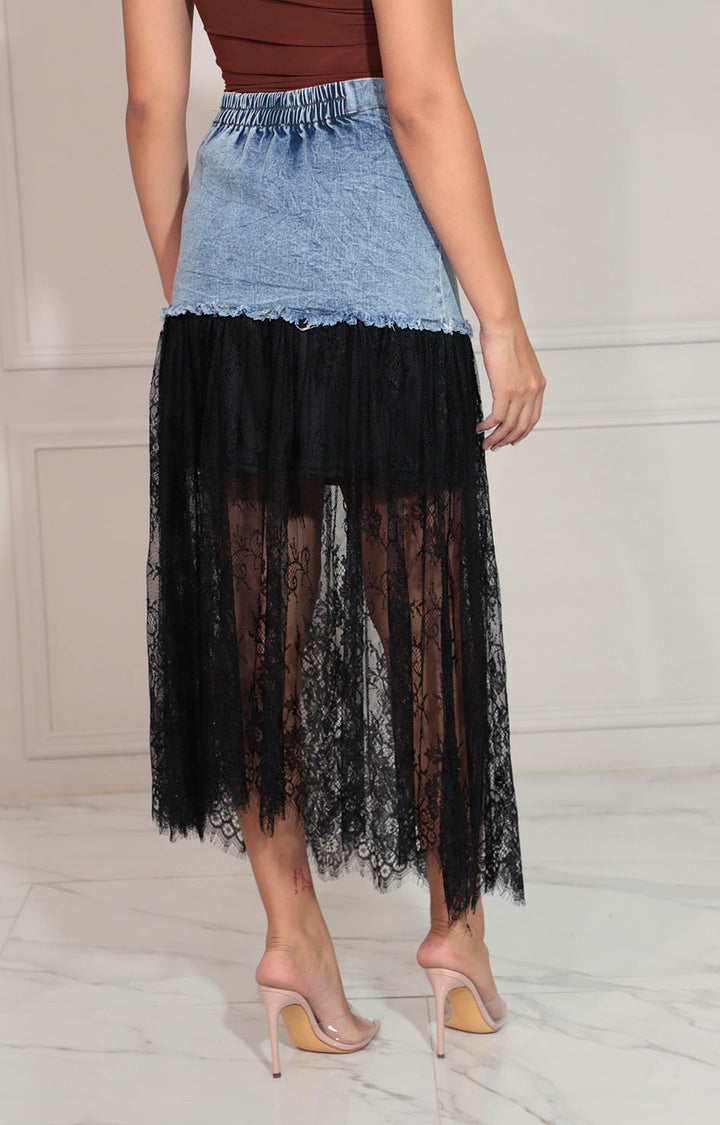 Falda denim con negro - FALDA Boutiquemirel 