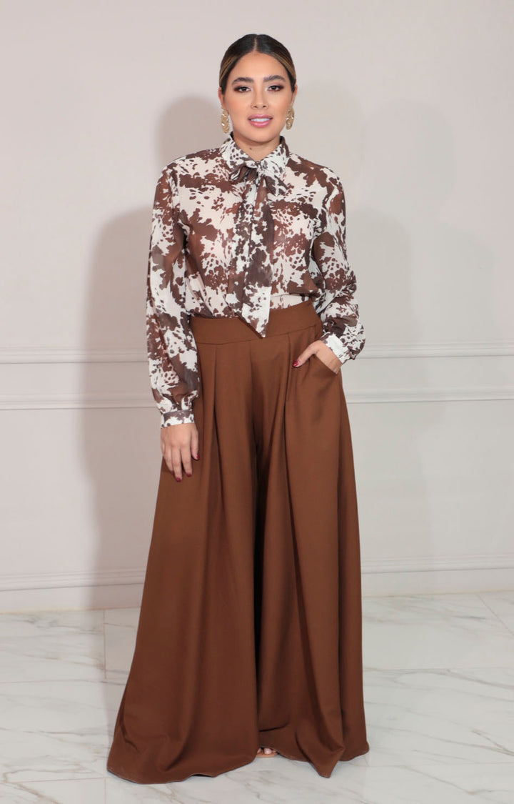 Camisera café con lazo - BLUSA Boutiquemirel 