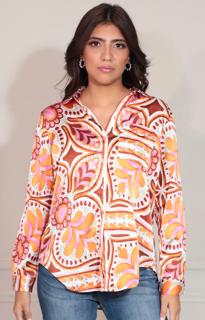 Camisera satinada café - BLUSA Boutiquemirel 