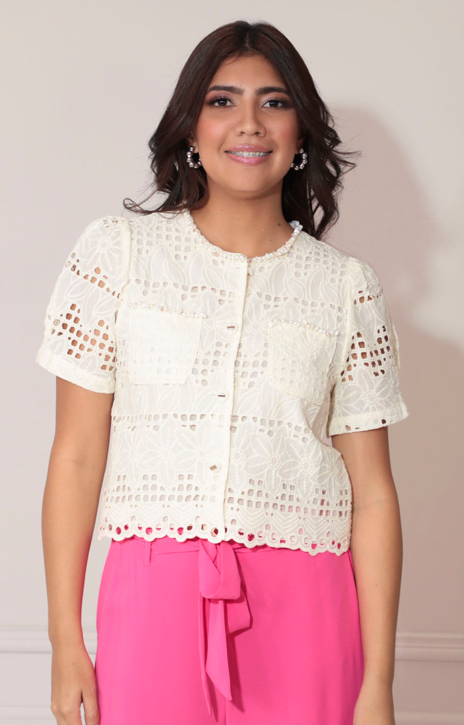 Blusa beige guipure - BLUSA Boutiquemirel 