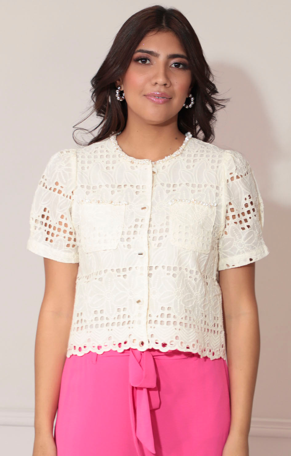 Blusa beige guipure - BLUSA Boutiquemirel 