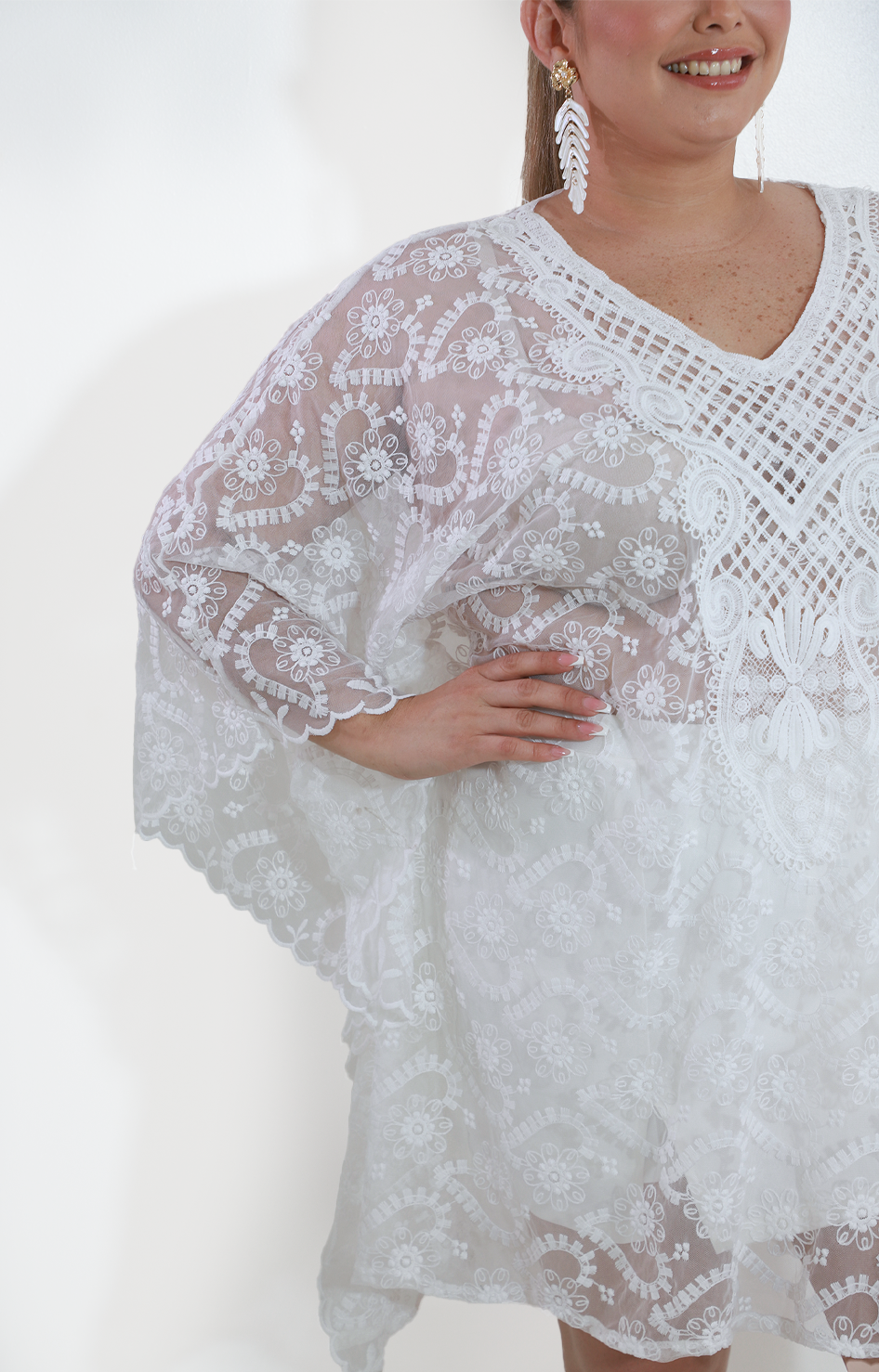 Blusa blanca de encaje manga mariposa - BLUSA Boutiquemirel 