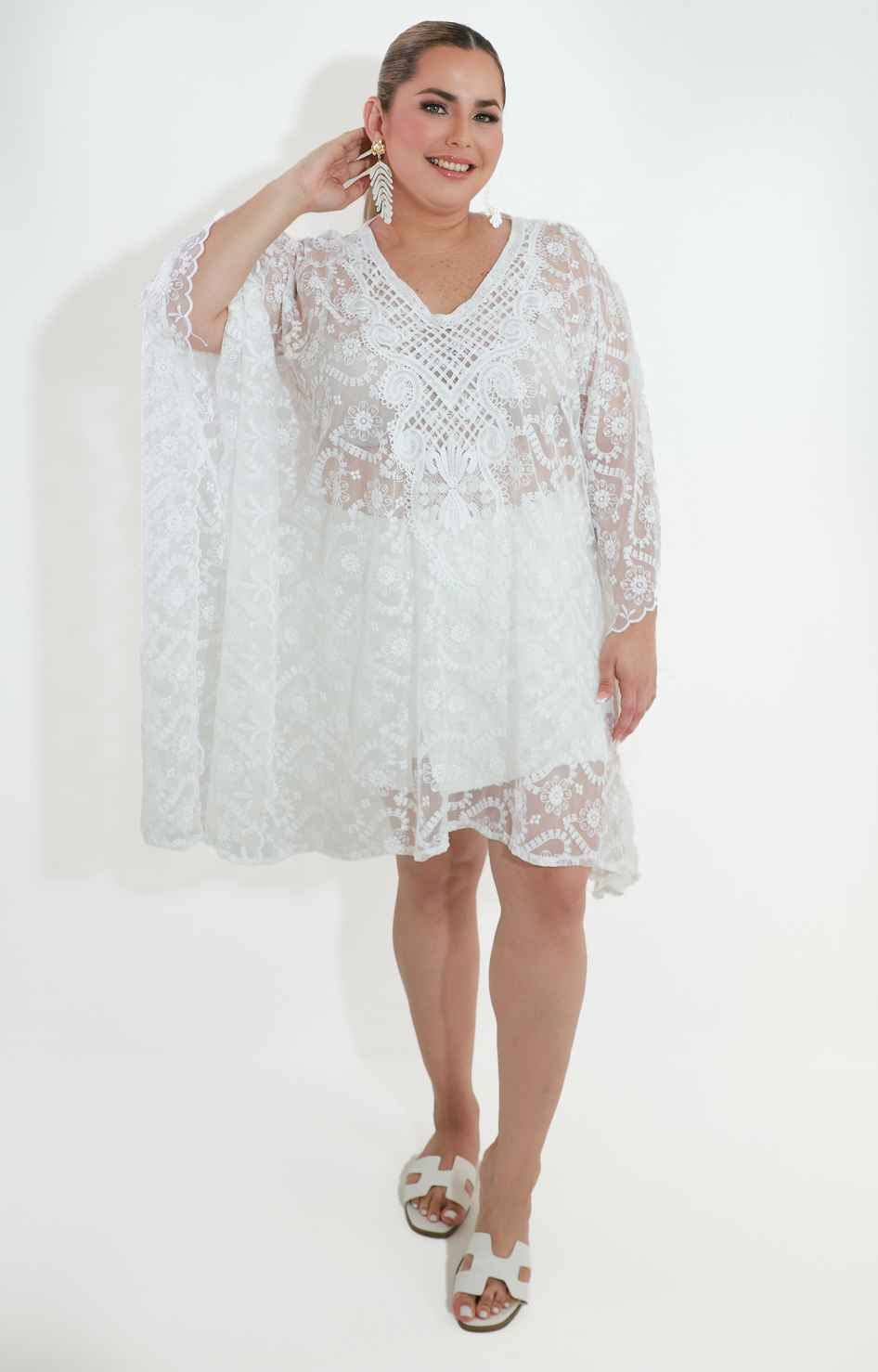 Blusa blanca de encaje manga mariposa - BLUSA Boutiquemirel 