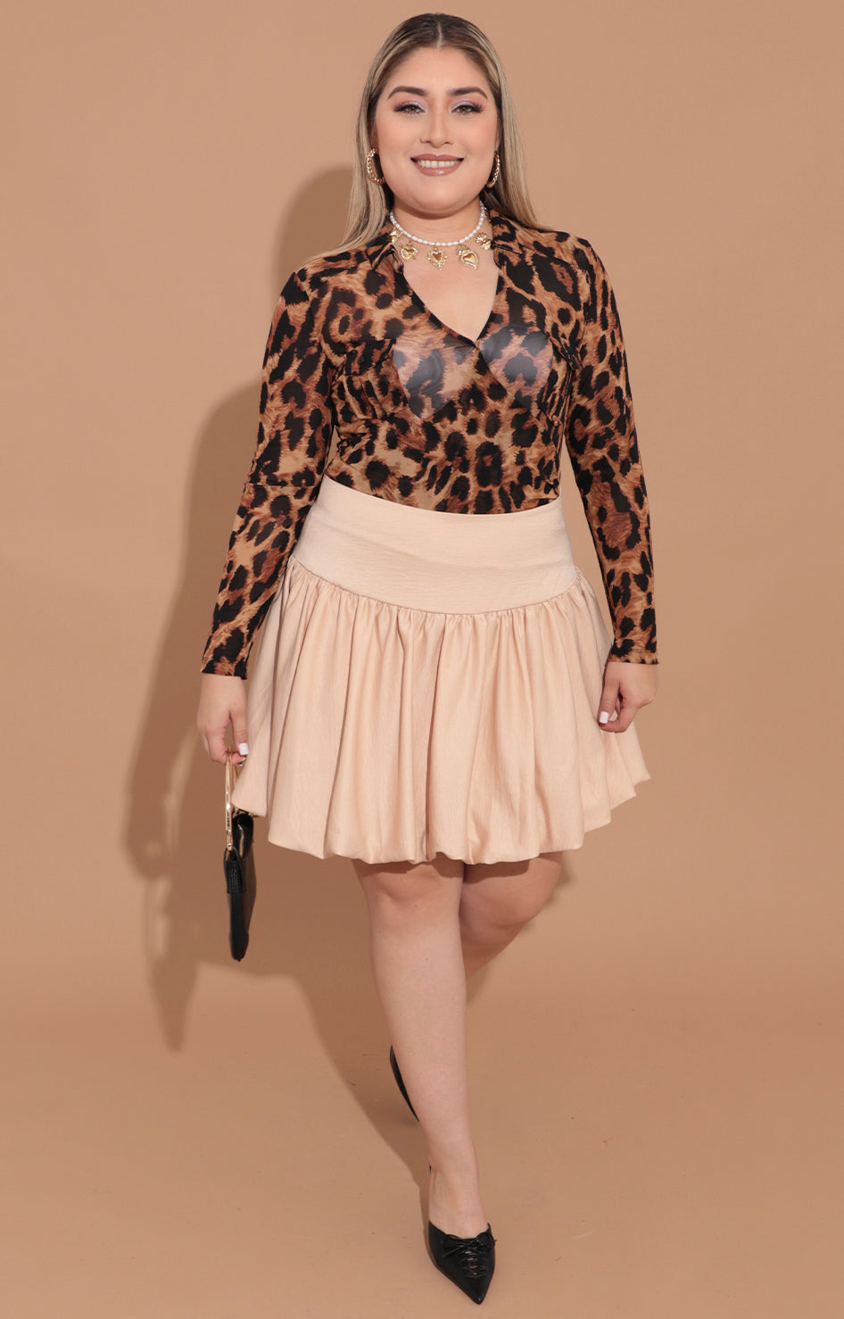 Falda beige tipo globo - FALDA Boutiquemirel 