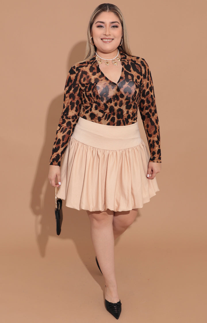 Falda beige tipo globo - FALDA Boutiquemirel 