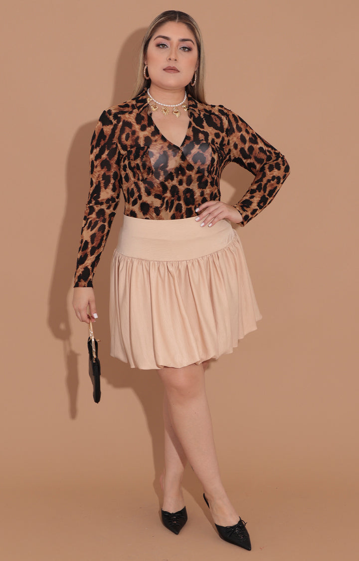 Falda beige tipo globo - FALDA Boutiquemirel 