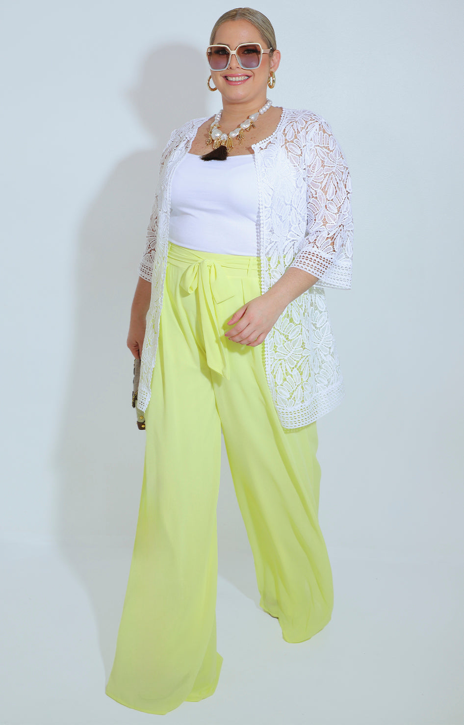 Pantalón amplio en color amarillo - PANTALON Boutiquemirel 