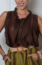 Blusa sin manga con volantes