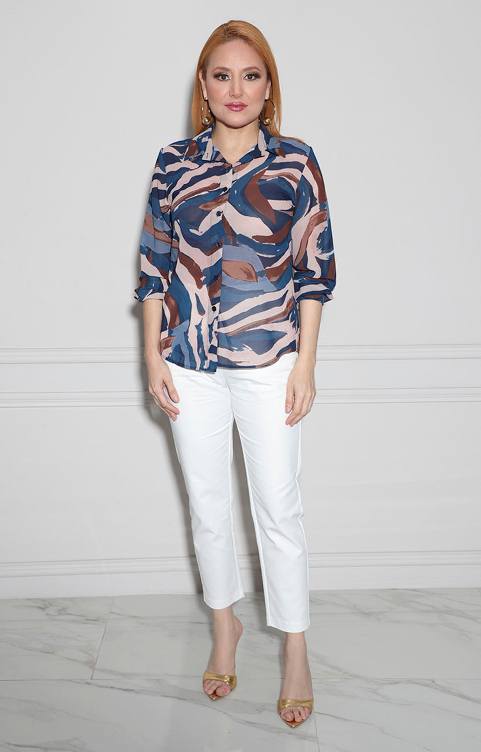 Camisera azul estampada