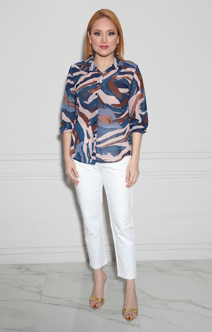 Camisera azul estampada