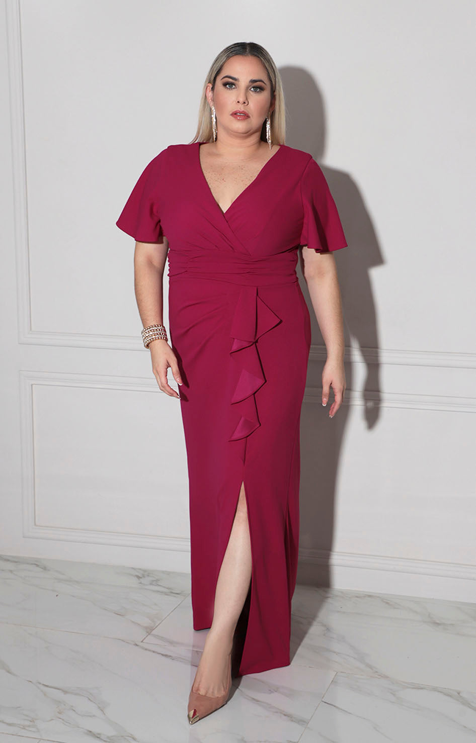 Vestido de gala magenta