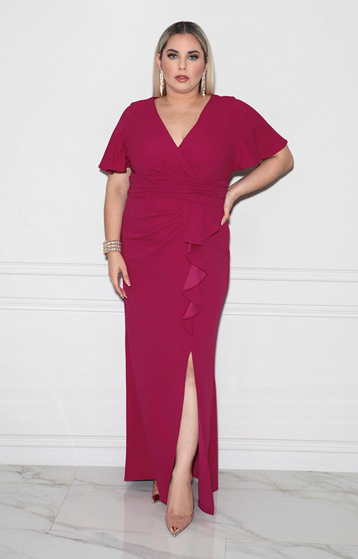 Vestido de gala magenta