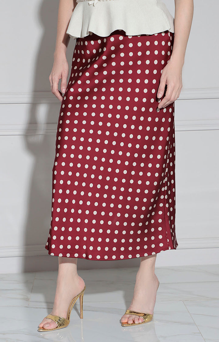 Falda vino estampada