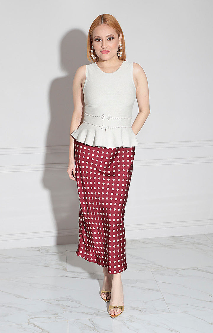 Falda vino estampada