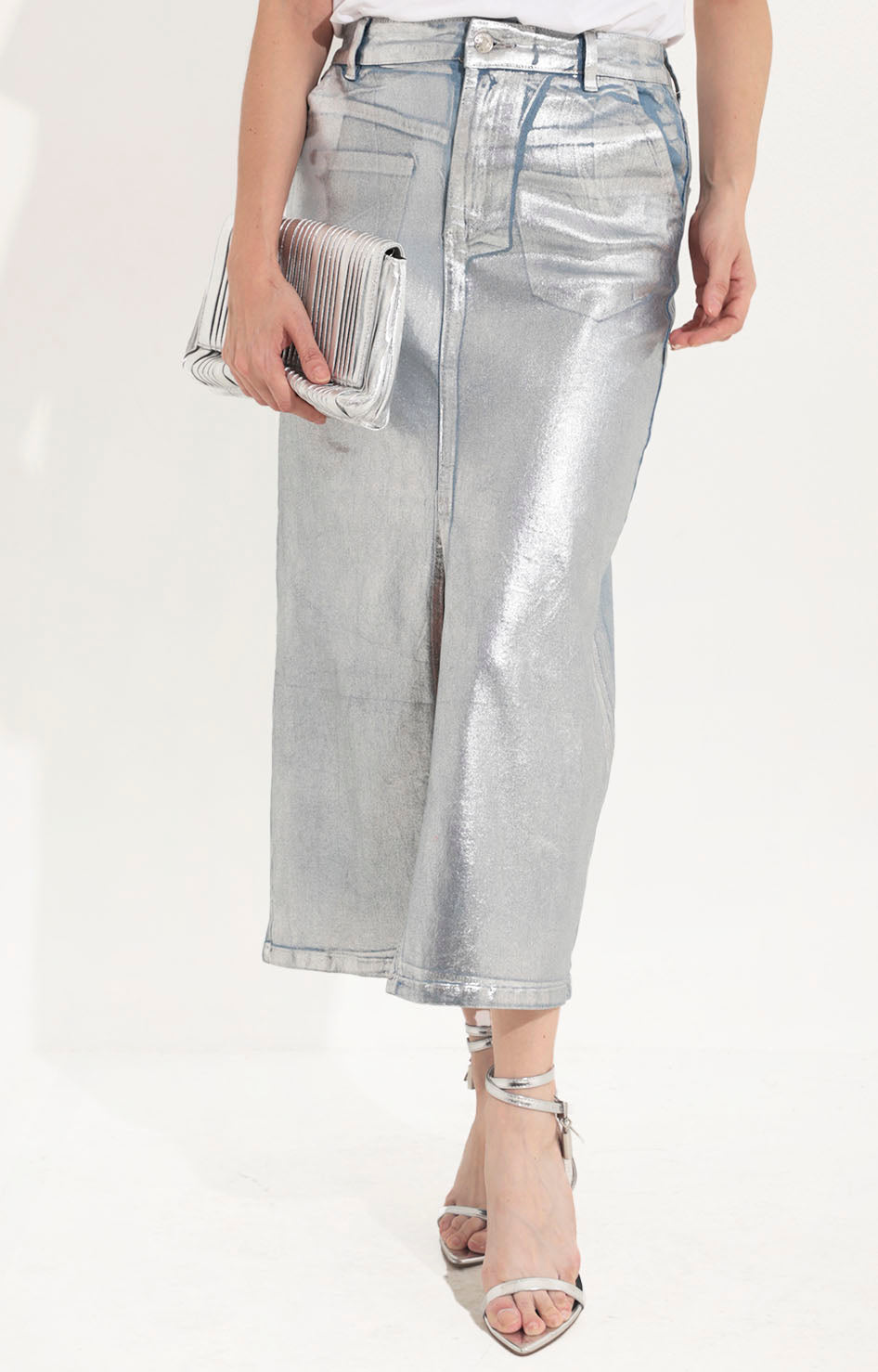 Falda de mezclilla en plata - FALDA Boutiquemirel 