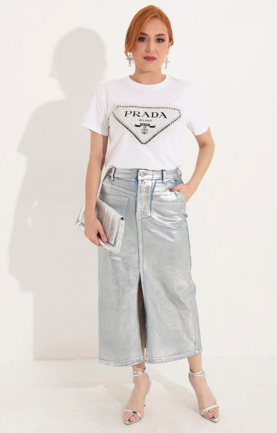 Falda de mezclilla en plata - FALDA Boutiquemirel 