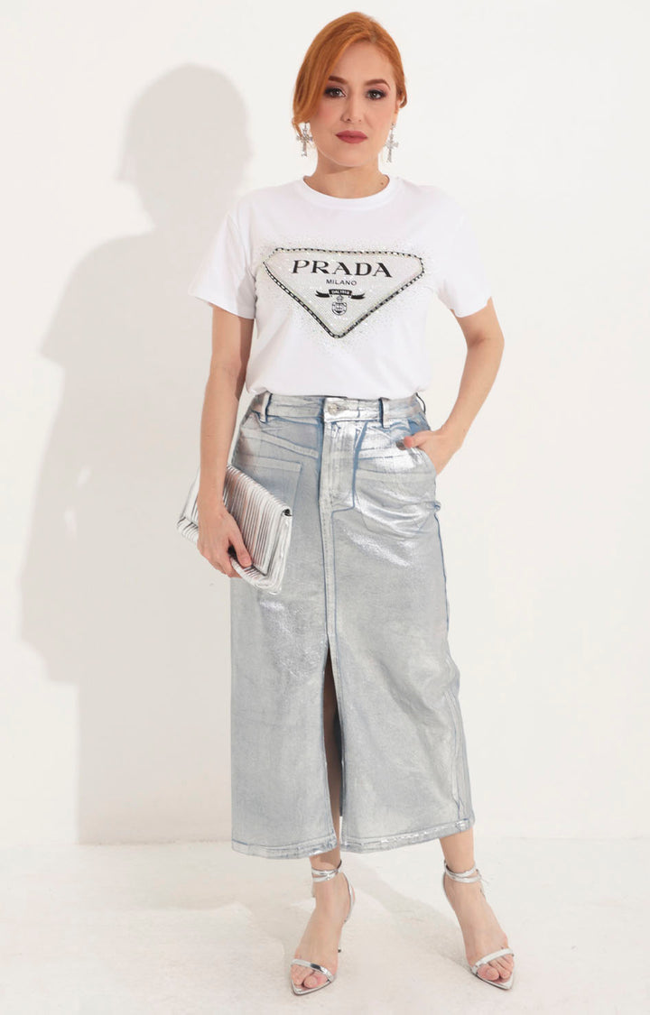 Falda de mezclilla en plata - FALDA Boutiquemirel 