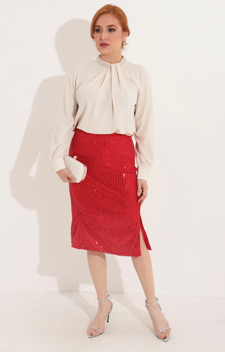 Falda roja de lentejuela - FALDA Boutiquemirel 