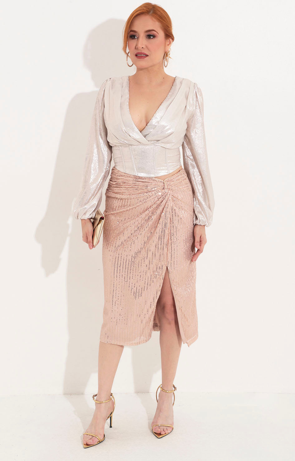 Falda beige con lentejuelas - FALDA Boutiquemirel 