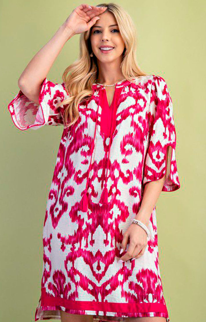 Vestido fucsia estampado - VESTIDO Boutiquemirel 