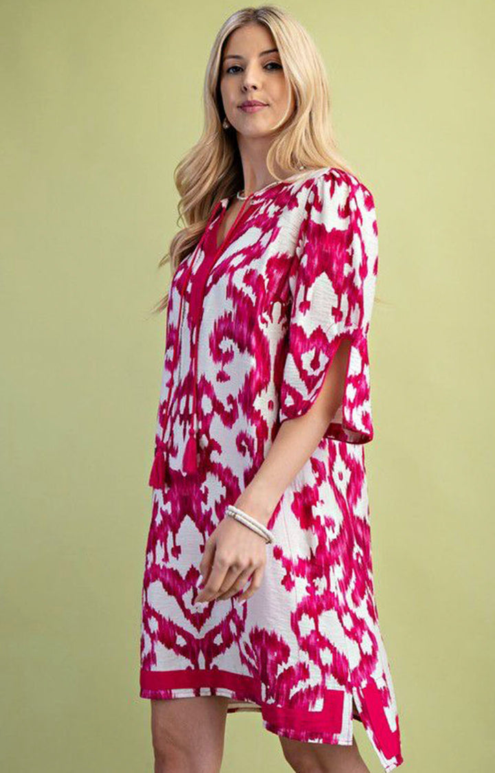 Vestido fucsia estampado - VESTIDO Boutiquemirel 