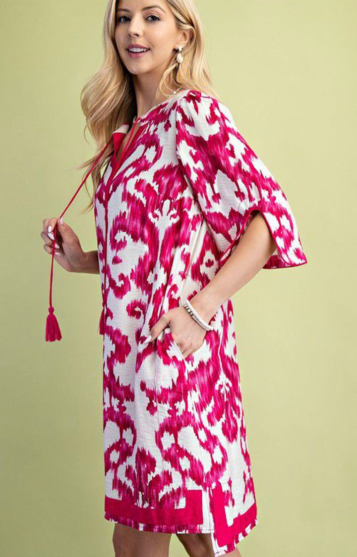 Vestido fucsia estampado - VESTIDO Boutiquemirel 