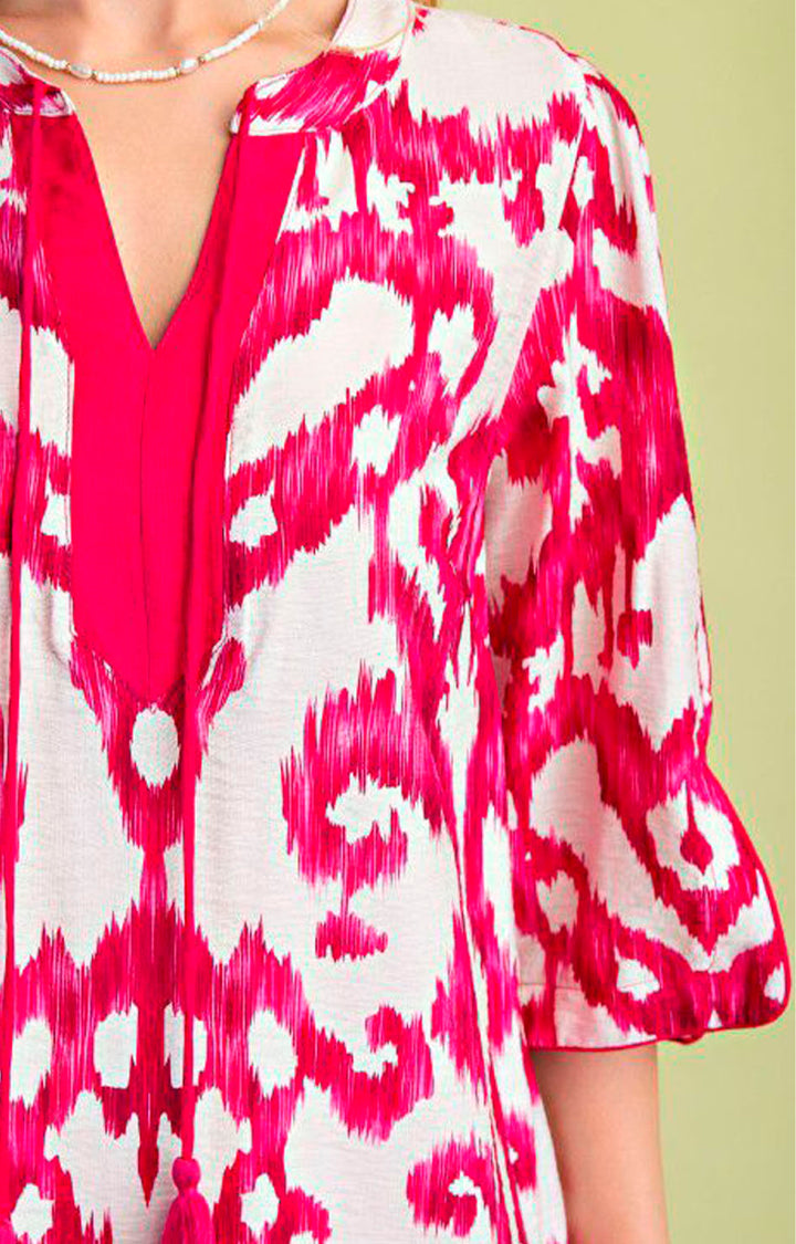 Vestido fucsia estampado - VESTIDO Boutiquemirel 