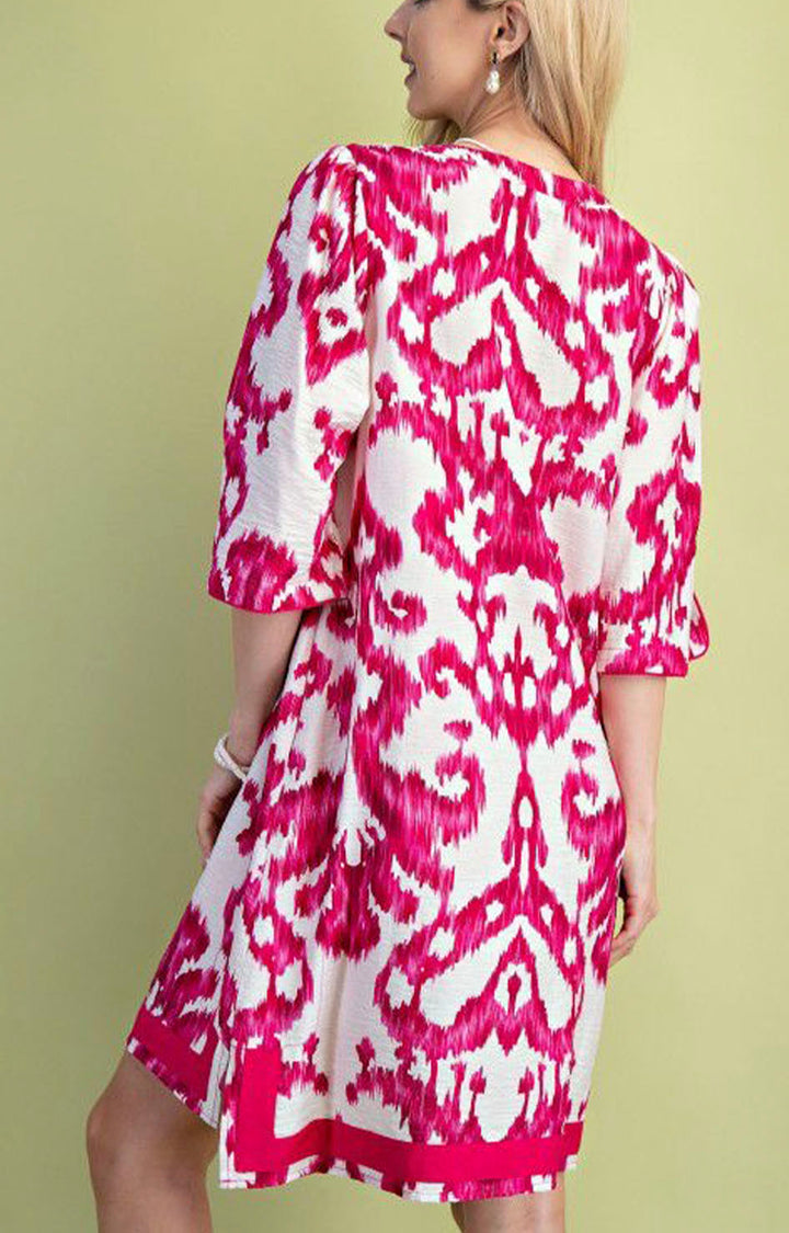 Vestido fucsia estampado - VESTIDO Boutiquemirel 