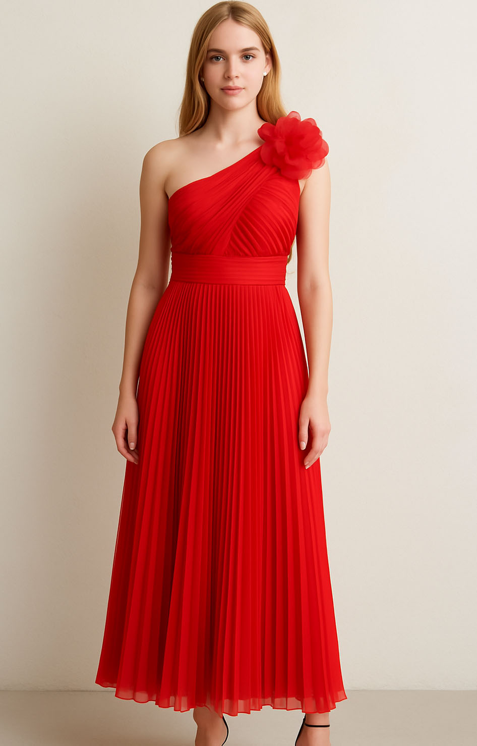 Vestido rojo plisado - VESTIDO Boutiquemirel 