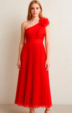 Vestido rojo plisado - VESTIDO Boutiquemirel 